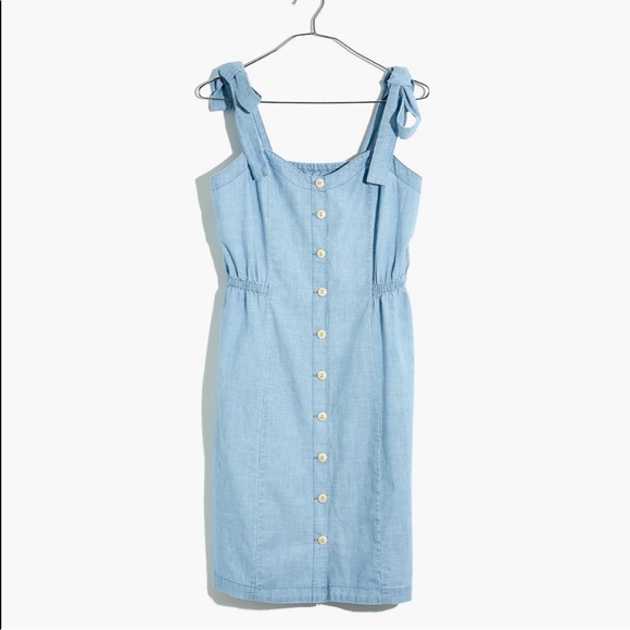 NWT Madewell Chambray Button Up Sundress with Tie Straps - Picture 3 of 10